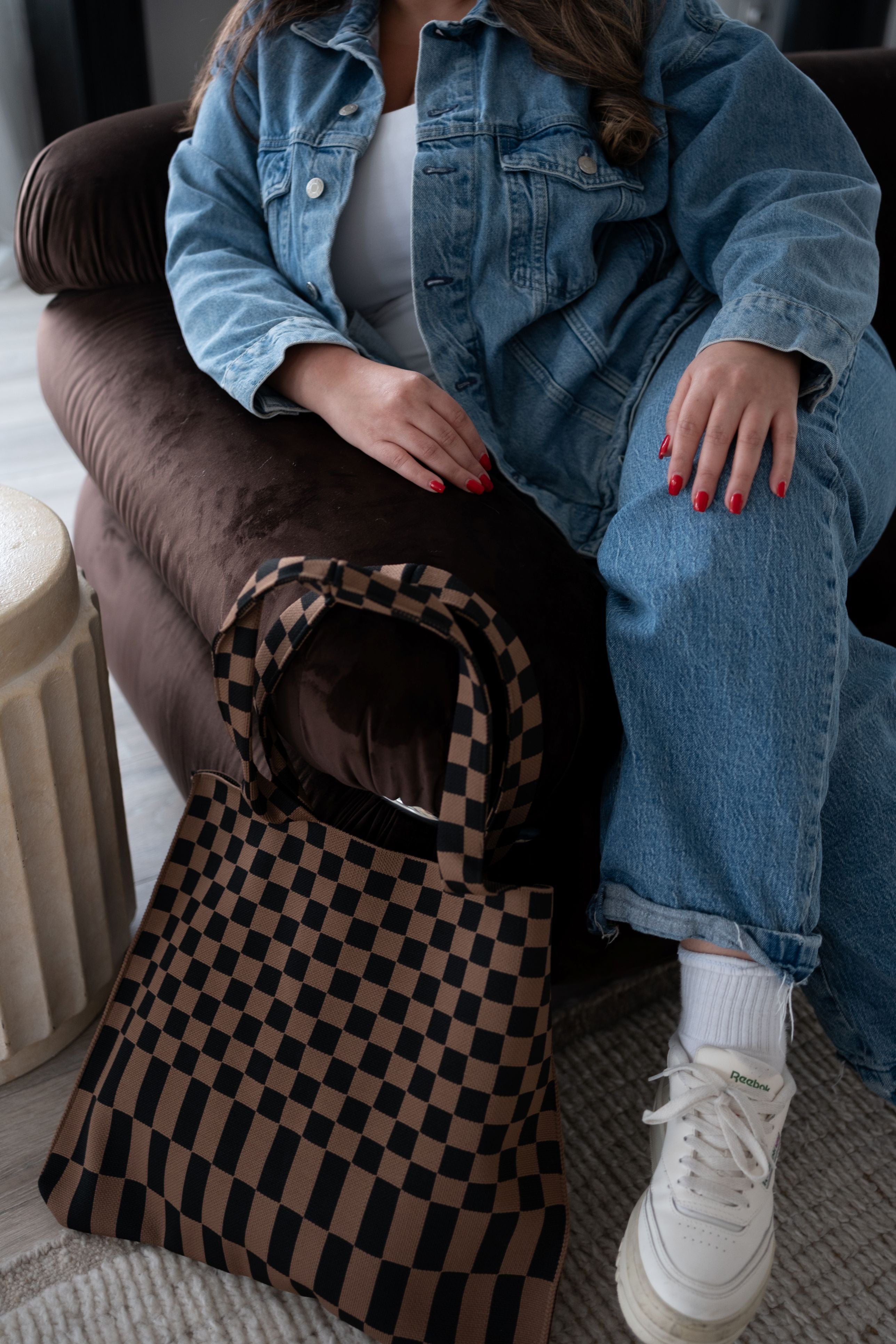 Classic Checkered Skinny Tote A Bag Concept