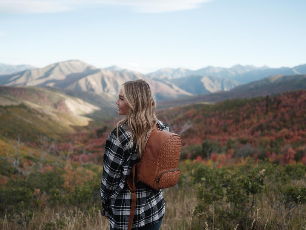 Mini Woven Backpack Kodiak Leather