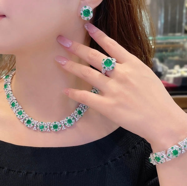 Diamond Cultivated Synthetic Emerald Bracelet in 925 Sterling Silver BLAKESTORE-NG
