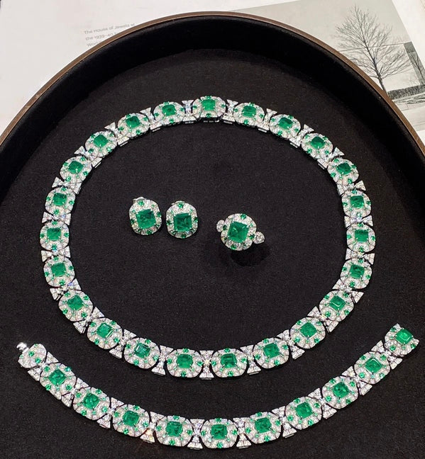 Diamond Cultivated Synthetic Emerald Bracelet in 925 Sterling Silver BLAKESTORE-NG