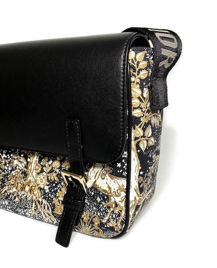 Dior Messenger Bag Regular  Dior Messenger Bag Black calfskin, cotton canvas and linen with gold Magica print Banlieue91