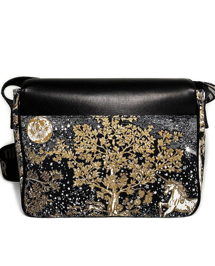 Dior Messenger Bag Regular  Dior Messenger Bag Black calfskin, cotton canvas and linen with gold Magica print Banlieue91