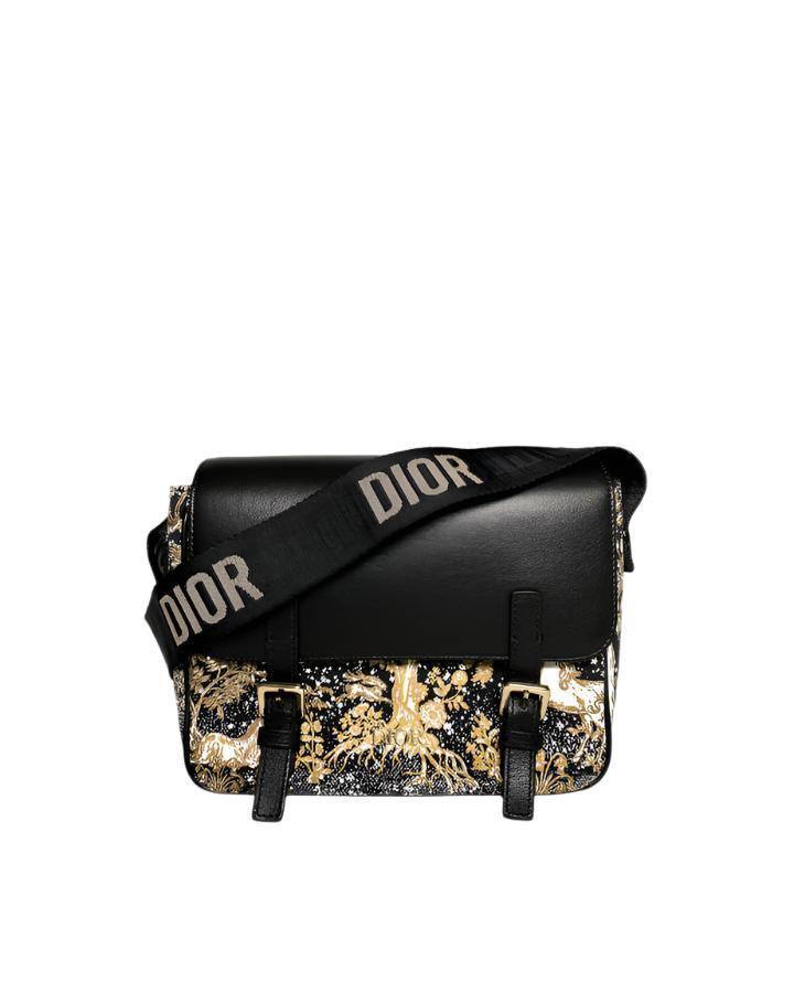 Dior Messenger Bag Regular  Dior Messenger Bag Black calfskin, cotton canvas and linen with gold Magica print Banlieue91