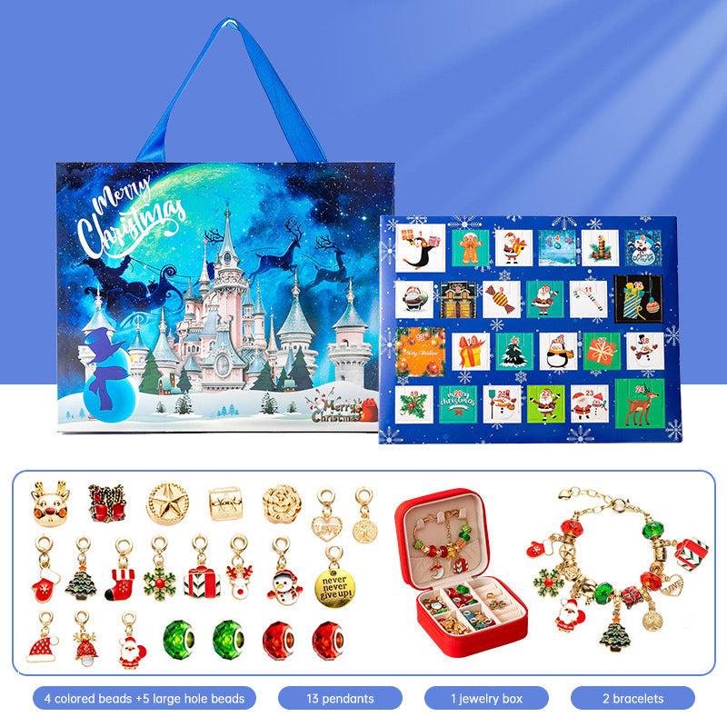 DIY creative children's bracelet jewelry 24-grid calendar Christmas holiday surprise blind box silver set V.I.P Digital Presence