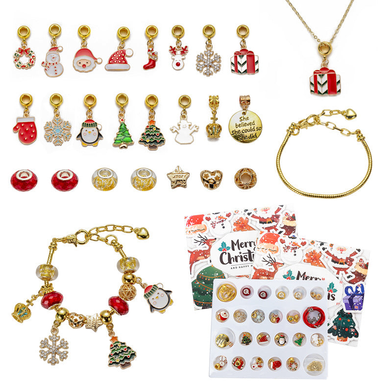 DIY creative children's bracelet jewelry 24-grid calendar Christmas holiday surprise blind box silver set V.I.P Digital Presence