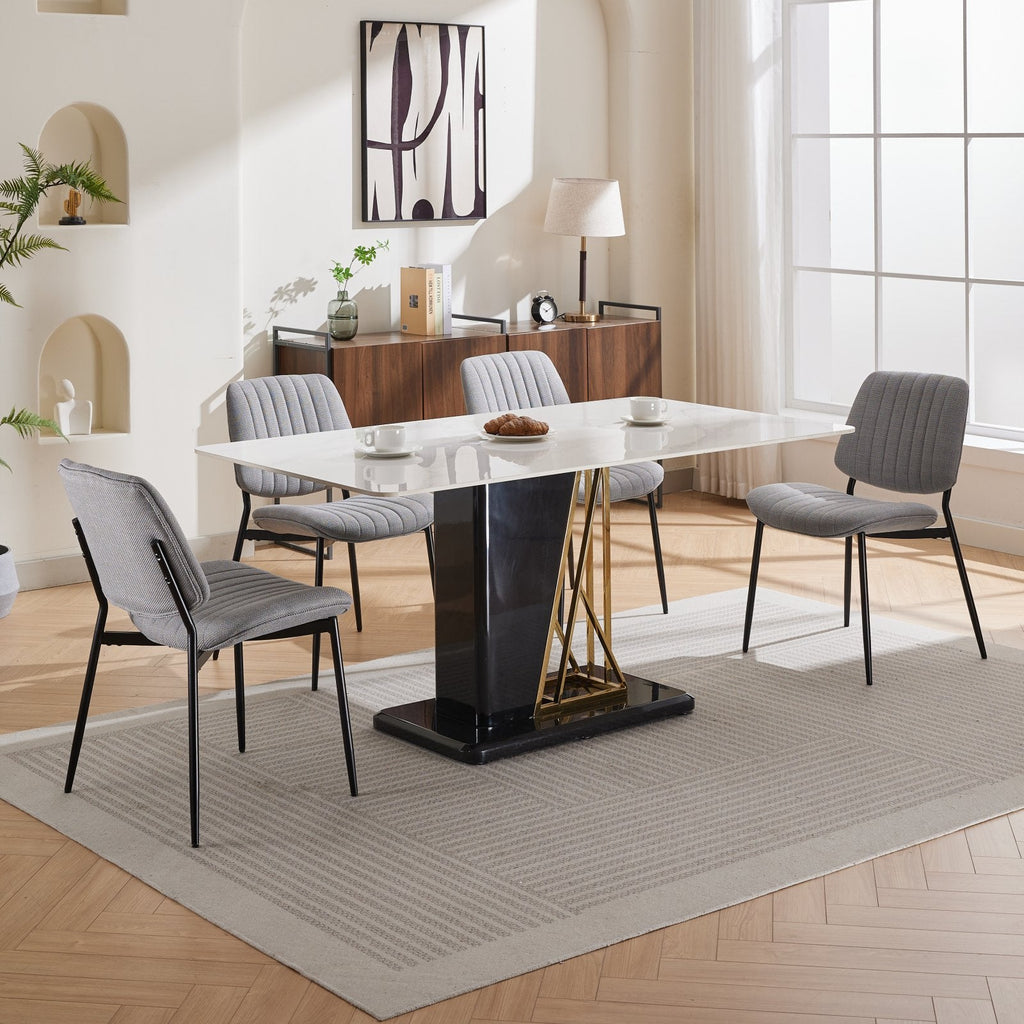 2-piece retro linen chair set with curved wooden backrest, cushioned seat, adjustable metal legs, (gray linen)