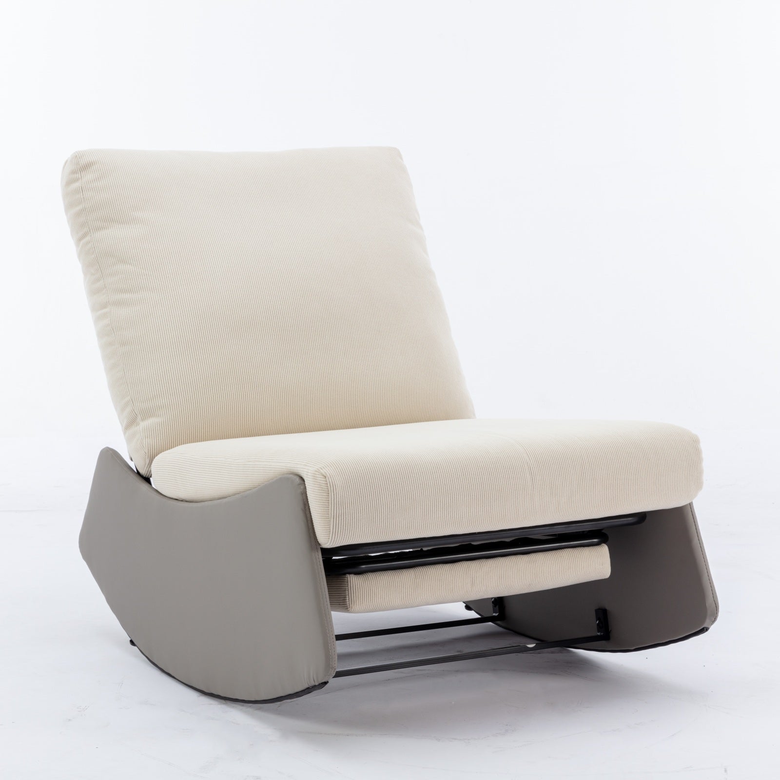 Modern rocking chair recliner, comfortable cushioned recliner with footstool, gray V.I.P Digital Presence