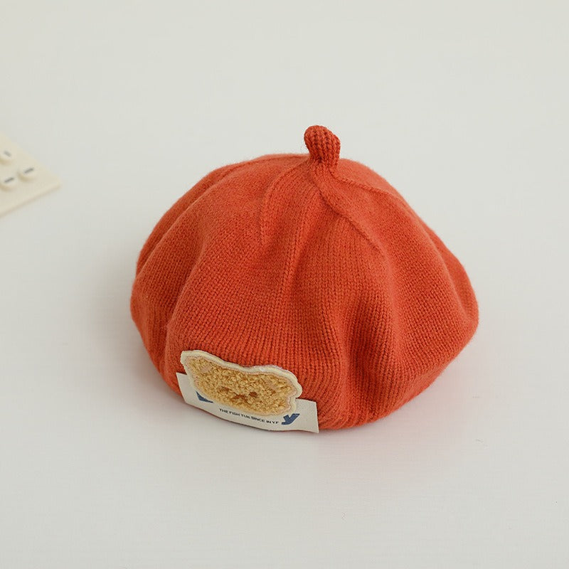 Children Spring and Autumn Beret Baby Cute Bear Hat Korean Version Male and Female Baby Corduroy Painter Hat V.I.P Digital Presence