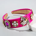 Creative Baroque Headband With Rhinestones Pearl Headband Bee Colorful Fabric Garland Headgear