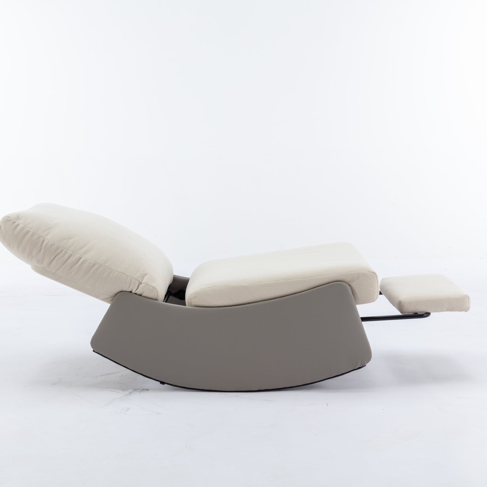 Modern rocking chair recliner, comfortable cushioned recliner with footstool, gray V.I.P Digital Presence