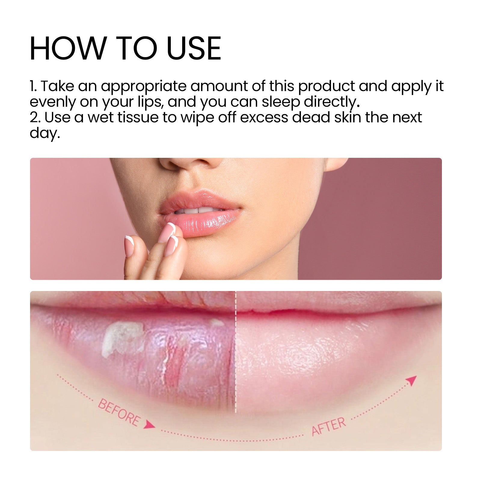Lip Sleeping Mask, Moisturizing Gently Exfoliating Dead Skin Plump Smooth Lip Mask