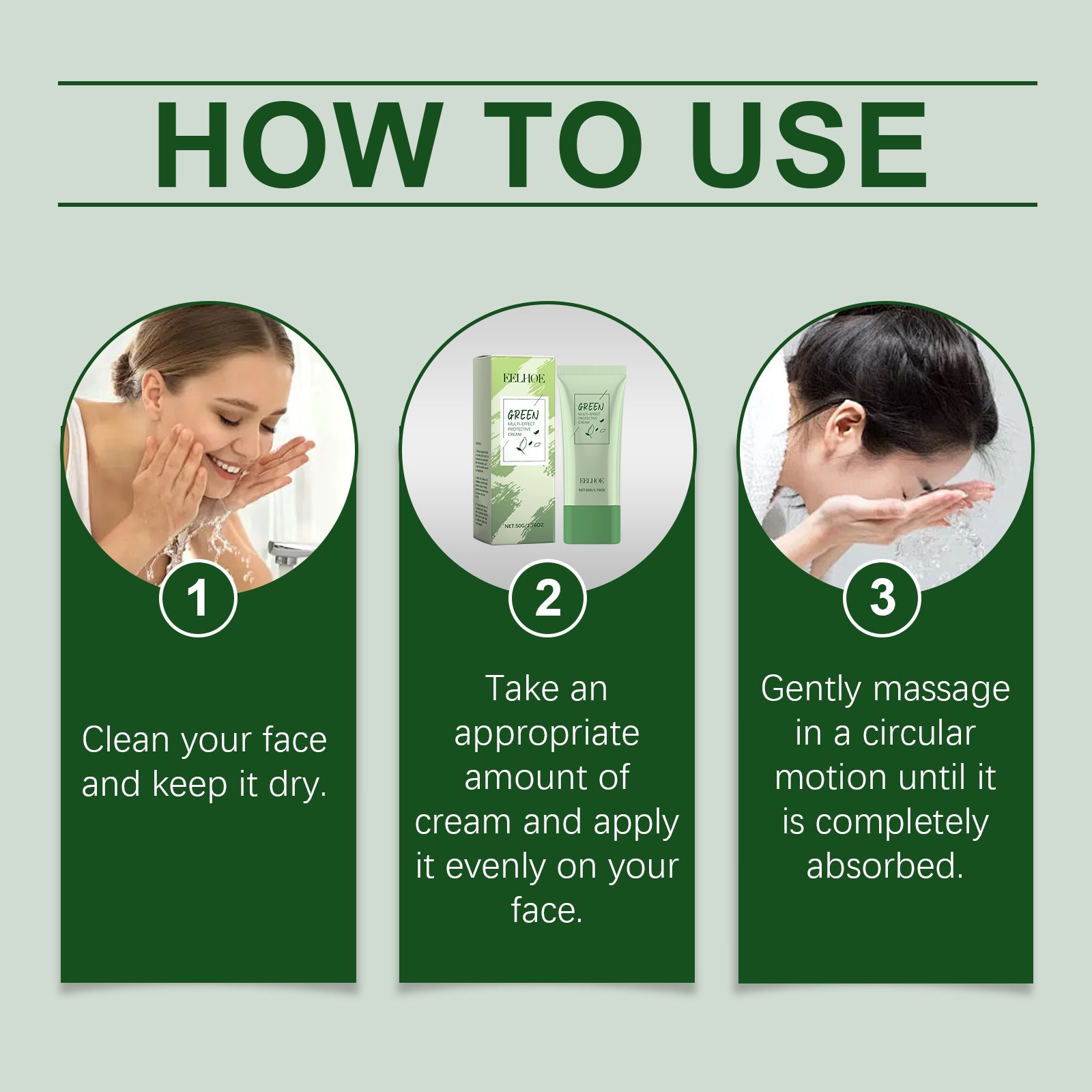 Green Tea Protective Cream Outdoor Protective Refreshing Smooth Delicate Facial Acne Skin Daily Care Cream