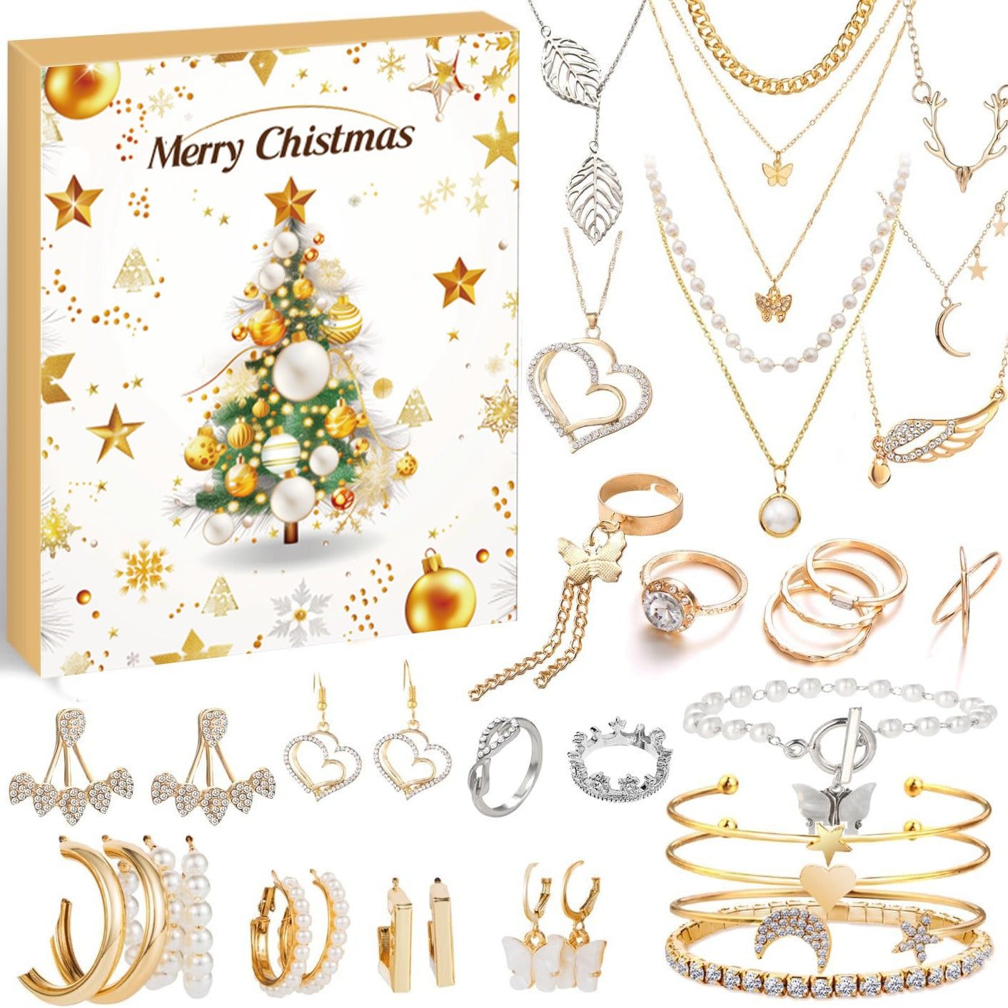 DIY creative children's bracelet jewelry 24-grid calendar Christmas holiday surprise blind box silver set V.I.P Digital Presence