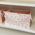 1pc Square Storage Basket: Desktop Organizer, Korean Quilted Design, Cute Storage Frame for Home Decor