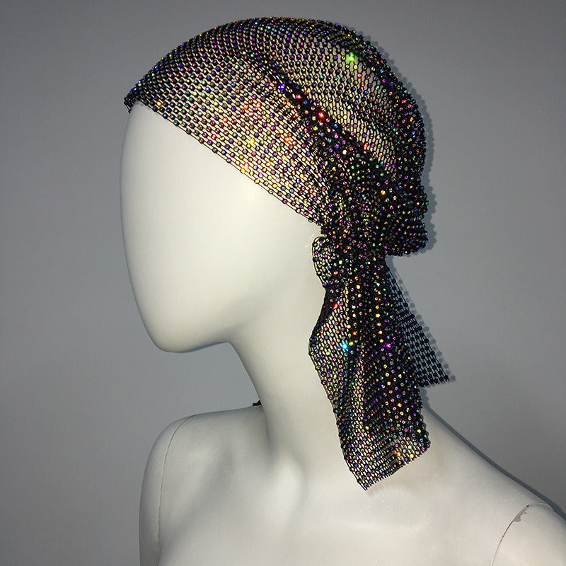 Mesh Rhinestone Elastic Hair Band Headband Outdoor Fashion Headwear Fishing Net Hat V.I.P Digital Presence