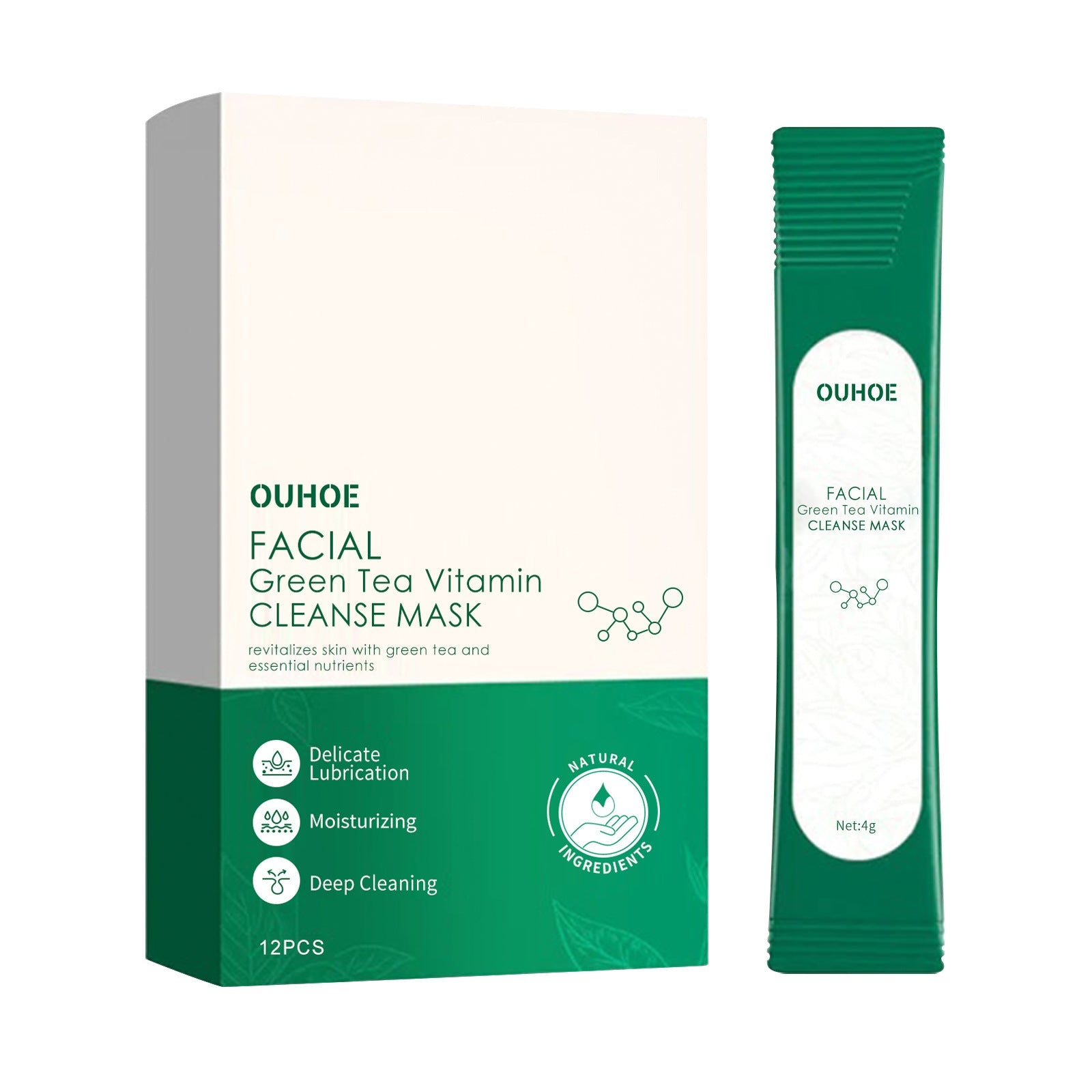 Facial Green Tea Vitamin Cleanse Mask, Facial Acne Deep Moisturizing Smear Delicate Pores Tender Skin