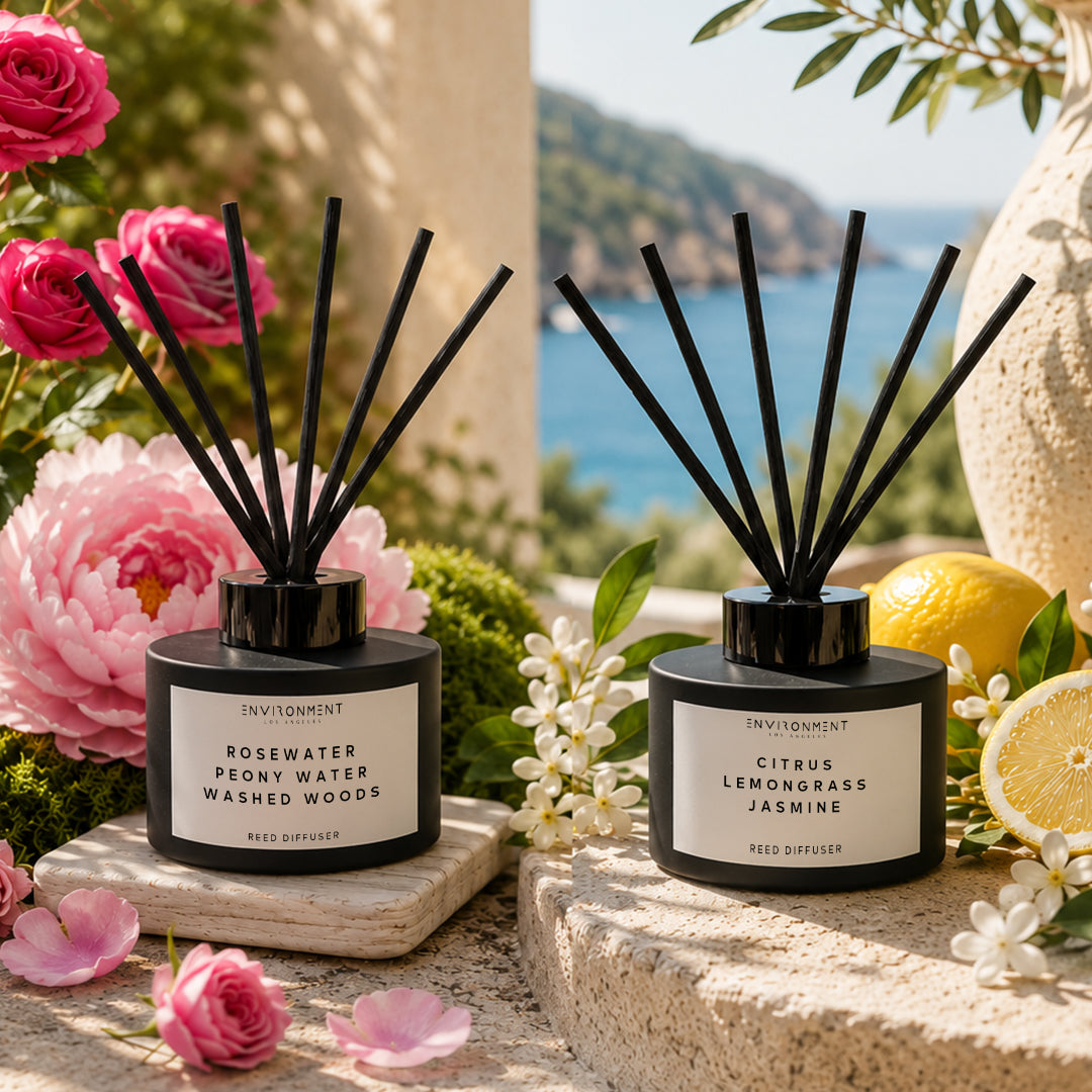 Rosewater | Peony Water | Washed Woods Diffuser (Inspired by Issey Miyake L'Eau d'Issey®) Stone Candles