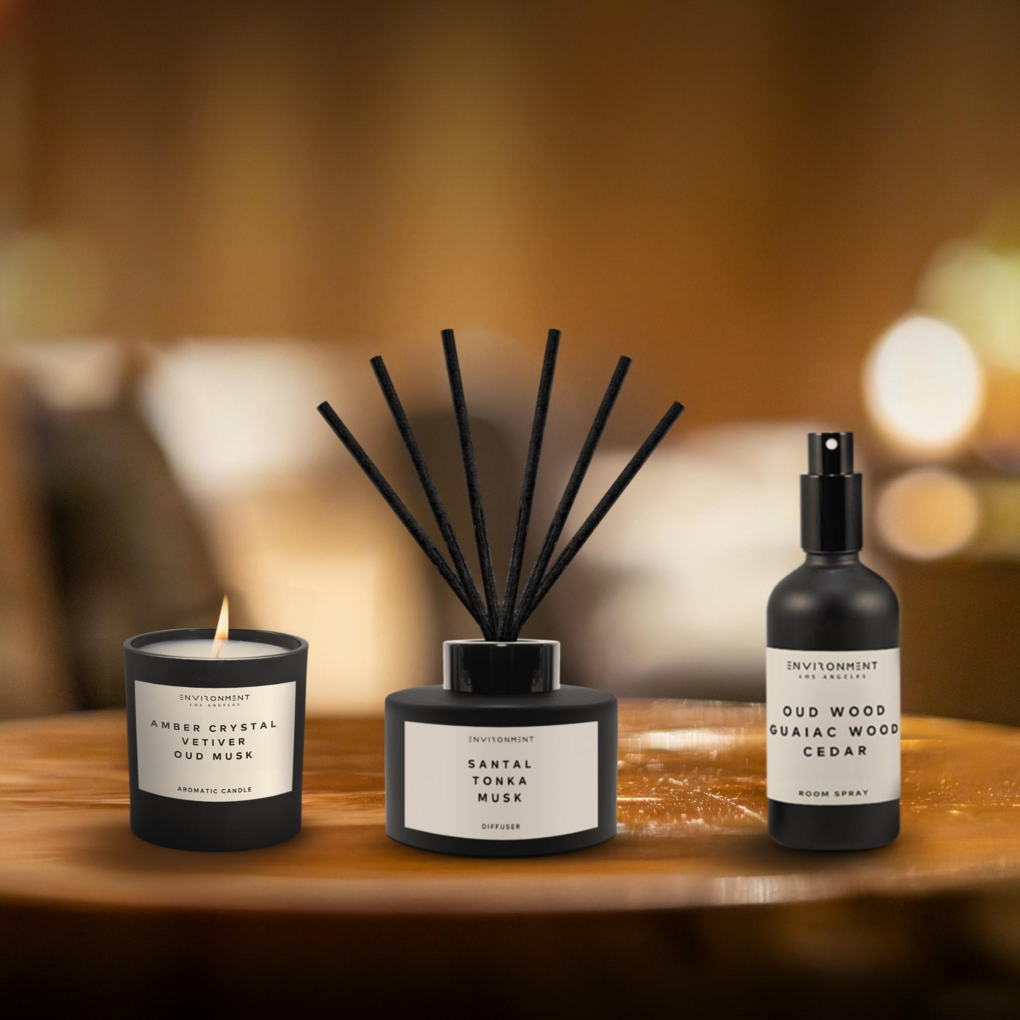 8oz Amber Crystal | Vetiver | Oud Musk Candle with Lid and Box (Inspired by Baccarat Rouge 540®)