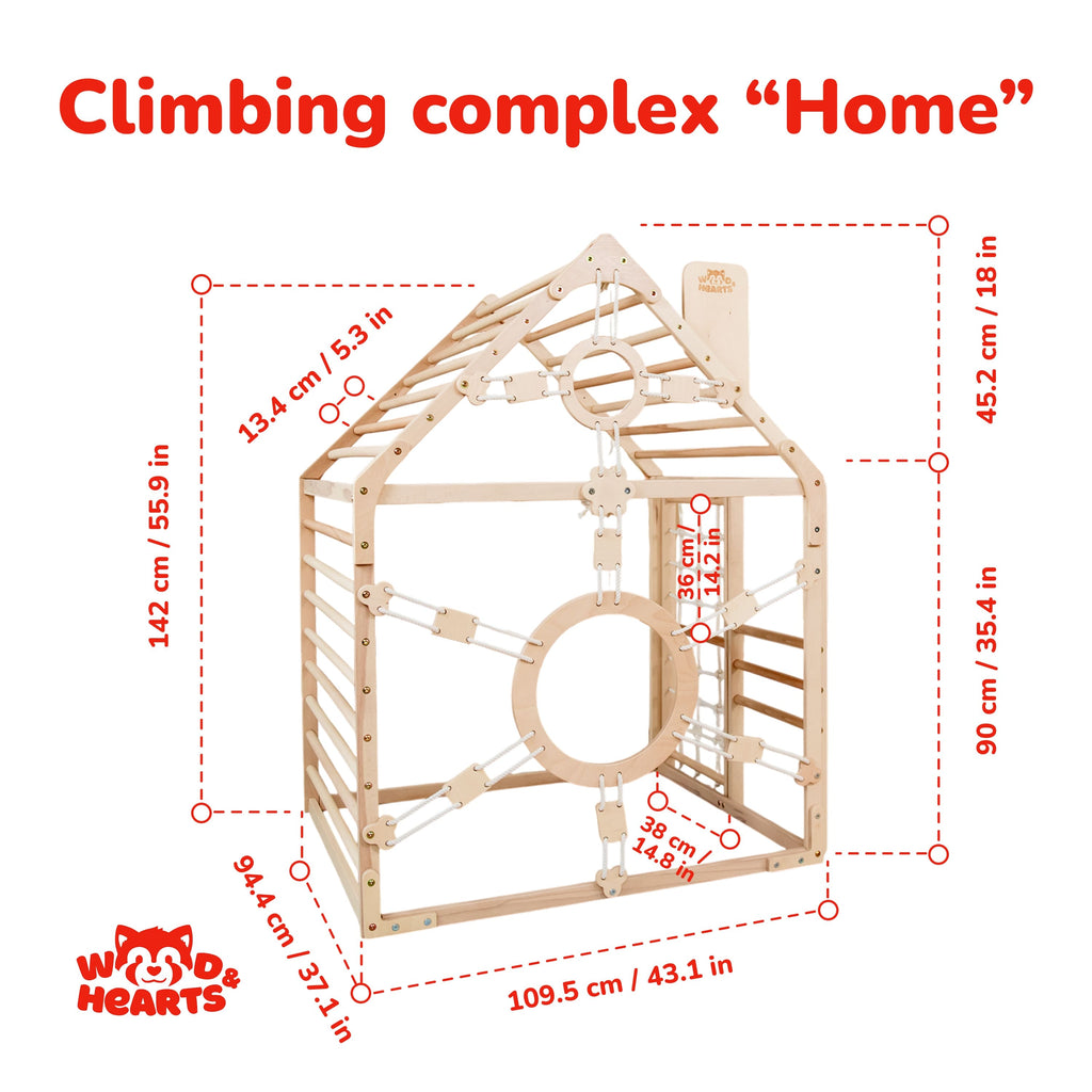 Wood and Hearts Wooden Toddler Climbing Playhouse, Ages 1–6 woodandhearts