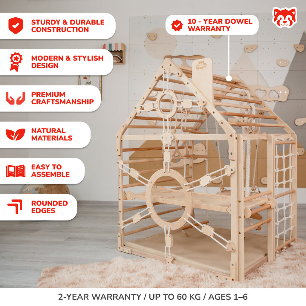 Wood and Hearts Wooden Toddler Climbing Playhouse, Ages 1–6 woodandhearts