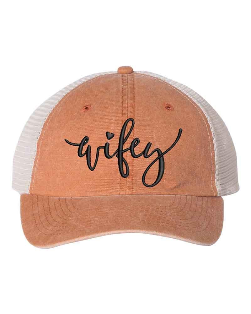 Embroidered Wifey/Hubby Trucker Hat – Anniversary Gift Cap Adorb Custom Tees
