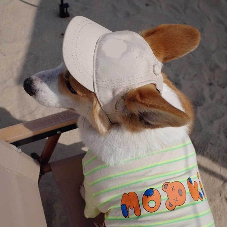 Pet Dog Outdoor Photography Leisure Sunshade Hat with Ear Holes Adjustable Corgi Baseball Cap V.I.P Digital Presence