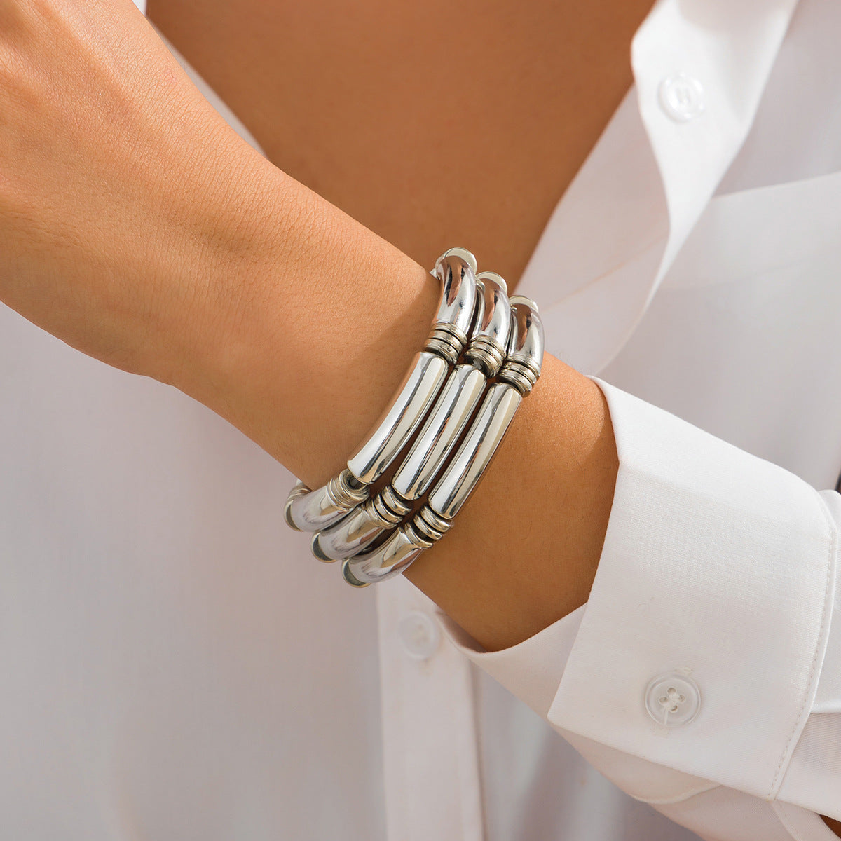 Fashionable irregular CCB bent tube bracelet with simple smooth surface Bracelet set new style V.I.P Digital Presence