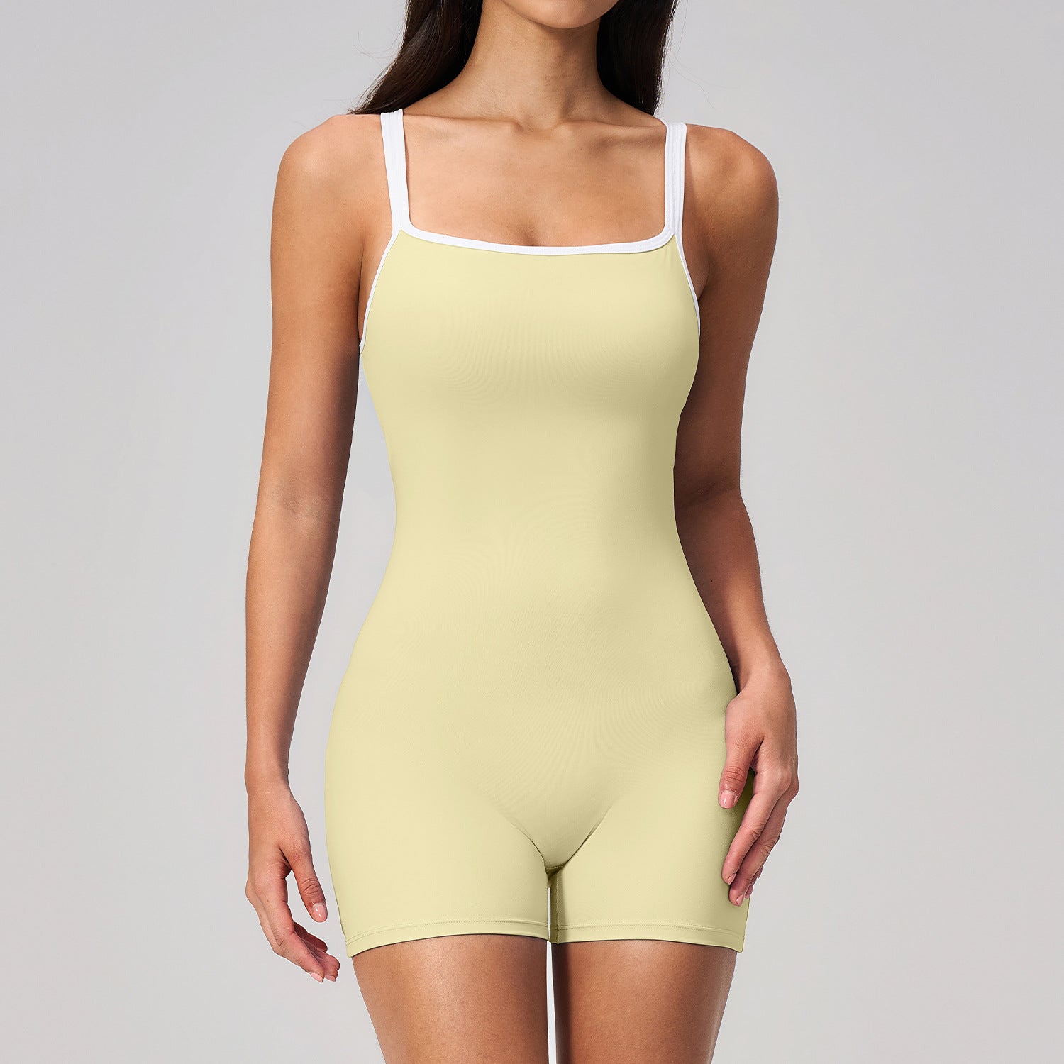 Women's Square Collar Backless Shorts Jumpsuit – Sport Fashion Style FitiqueFit
