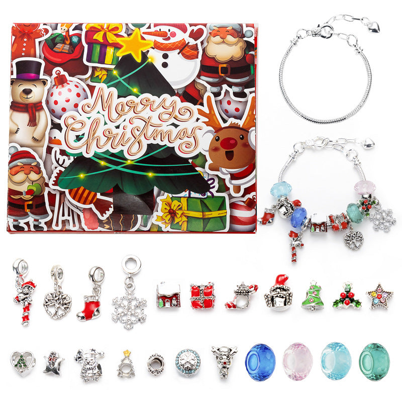 DIY creative children's bracelet jewelry 24-grid calendar Christmas holiday surprise blind box silver set V.I.P Digital Presence