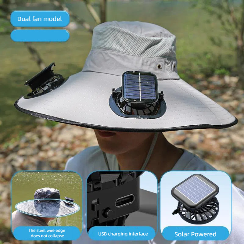 Camper Solar Fan Hat Fishing Hat Men's Outdoor Mountaineering UV Protection Sunshade Fishing Hat with Fan V.I.P Digital Presence