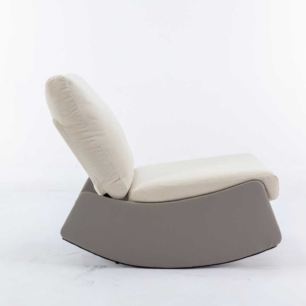 Modern rocking chair recliner, comfortable cushioned recliner with footstool, gray V.I.P Digital Presence