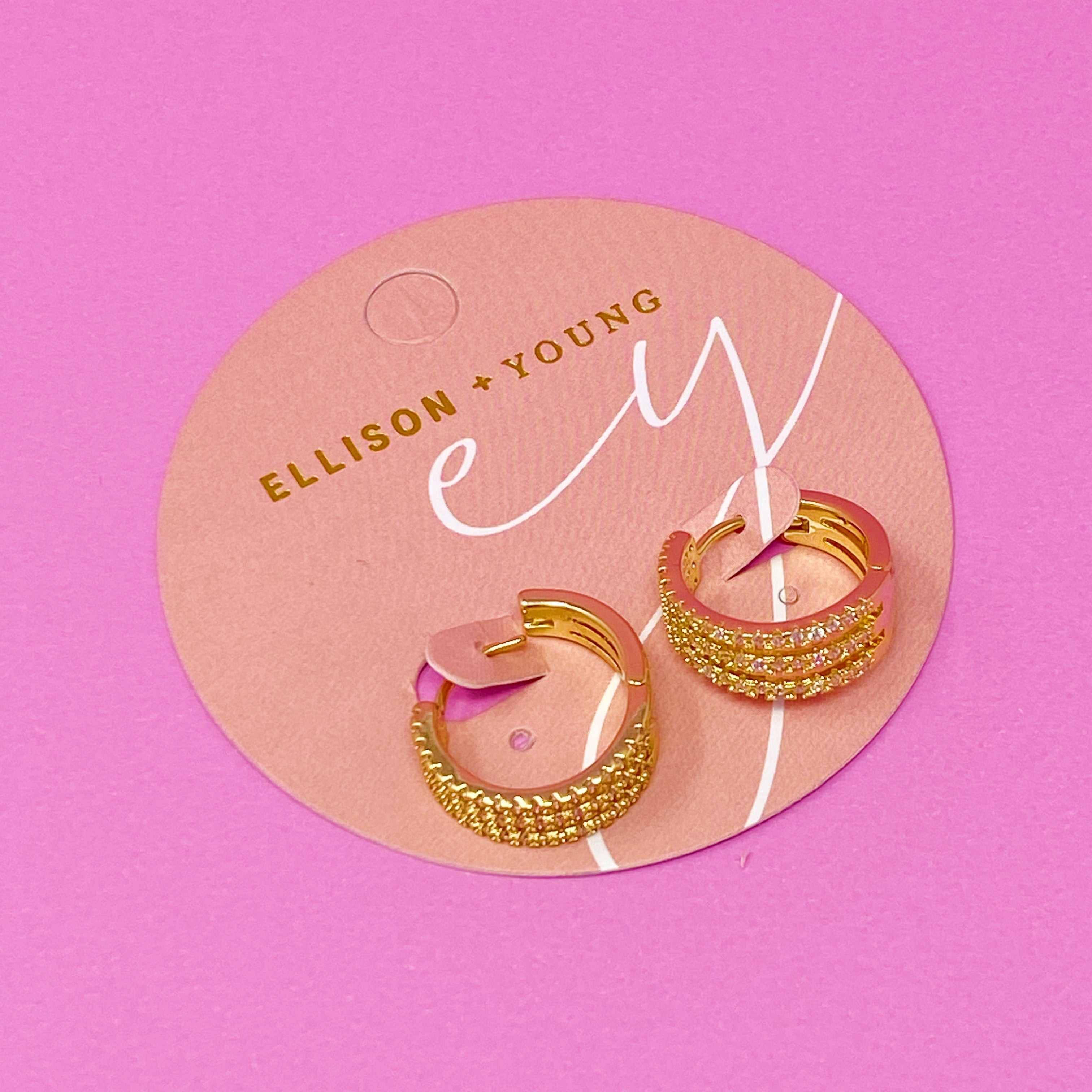 Triple Shine Huggie Earrings