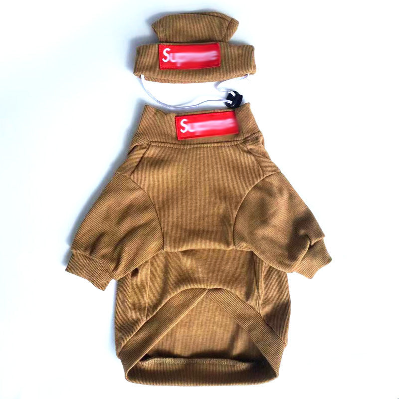 Pet Clothing Trendy Brand Street Dog Clothes Fighting Teddy Schnauzer Bottom Coat Hat Set V.I.P Digital Presence