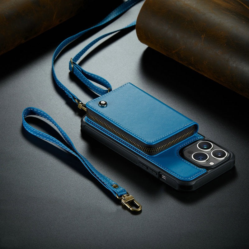 For iPhone14pro Plug-In Card 13pro Wallet Mobile Phone Case Samsung S22U Diagonal Straddle Mobile Phone Case V.I.P Digital Presence