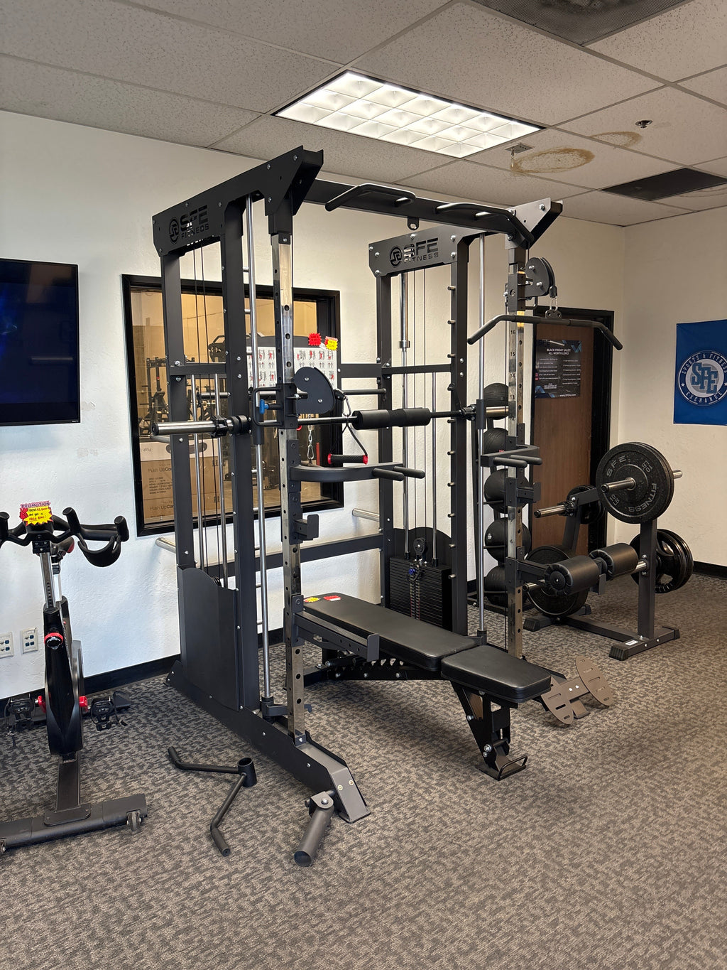 All-in-One Home Gym, Power Rack w/ Smith Machine & Functional Trainer w/ 2x - 220lb weight stacks (New)