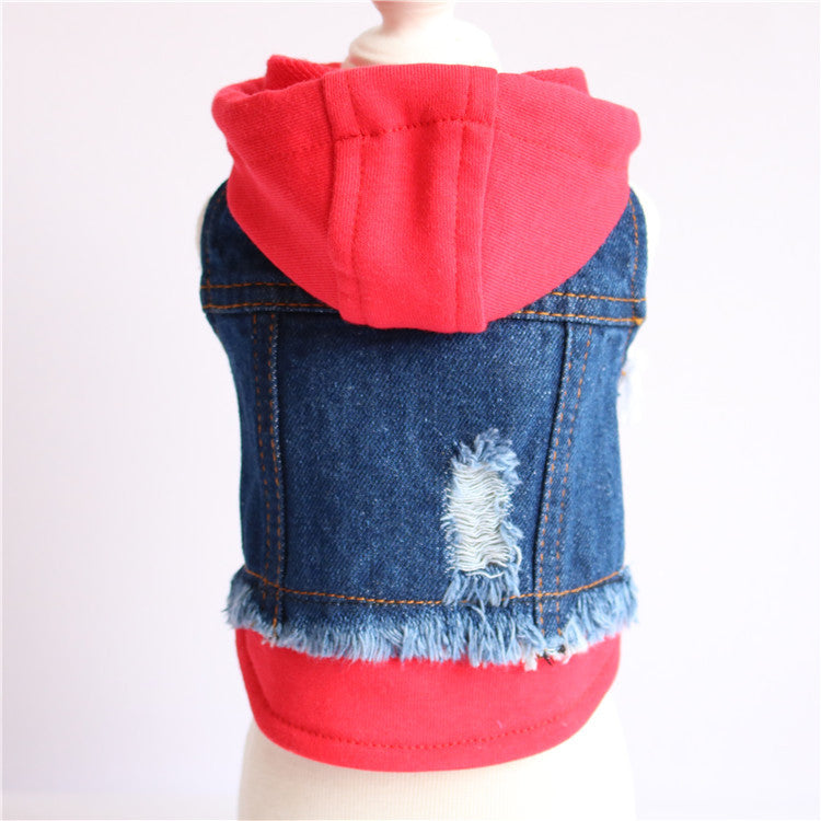 Pet clothes are better than teddy bears, teddy dogs, spring and summer outfits, ripped denim vests, and small vests V.I.P Digital Presence