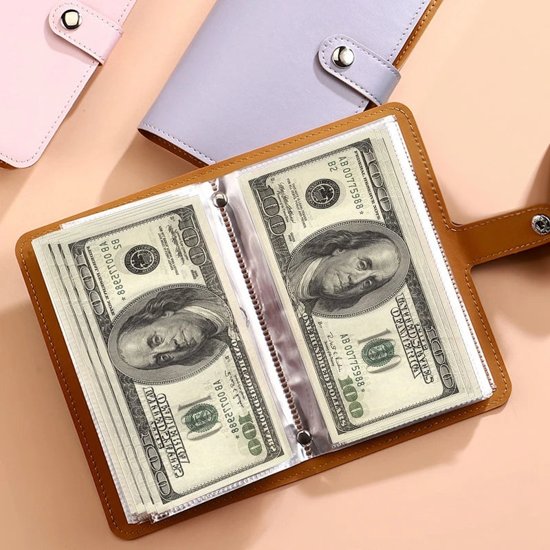 Versatile 100 - envelope savings book. Doubles as banknote album, money - saving organizer & photocard holder. Great for managin