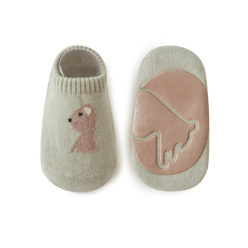 Spring And Summer New Baby Floor Socks Combed Cotton Non-Slip Indoor Cool Children Toddler Socks Cartoon Short Boat Socks