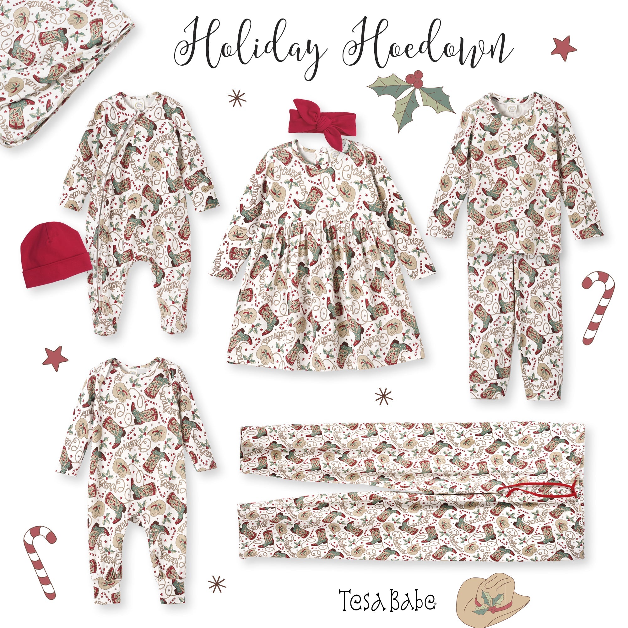 Western Christmas Girls Dress – Soft Bamboo Holiday Style