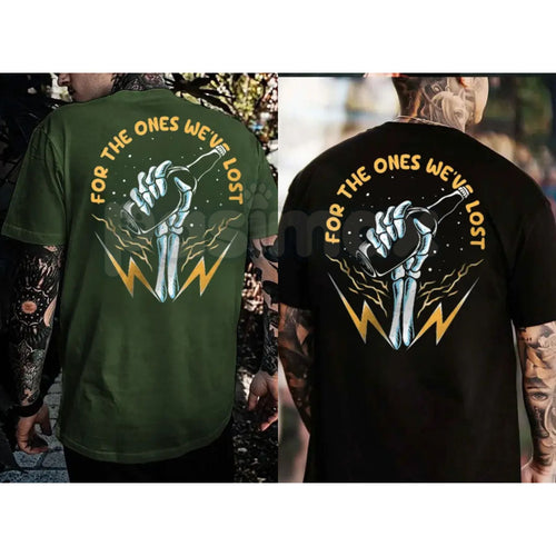 "For The Ones We've Lost" Memorial T-Shirt - In Loving Memory Back Print Graphic Tee, Premium 100% Cotton Remembrance Top, Sympathy Gift for Grieving, Respectful Legacy Tribute Shirt, Soft Lived-In Heavyweight Commemorative Apparel Pasimax