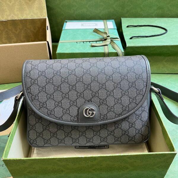 Gucci GG Supreme Monogram Textured Dollar Calfskin Ophidia Flap Shoulder Bag Banlieue91
