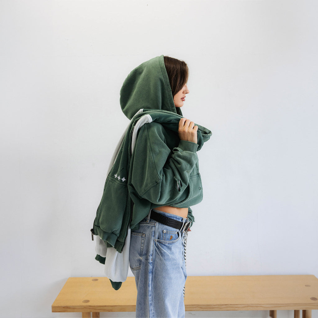 Commons Reversible Thermal Zip Up Faded Green/White Common Hype