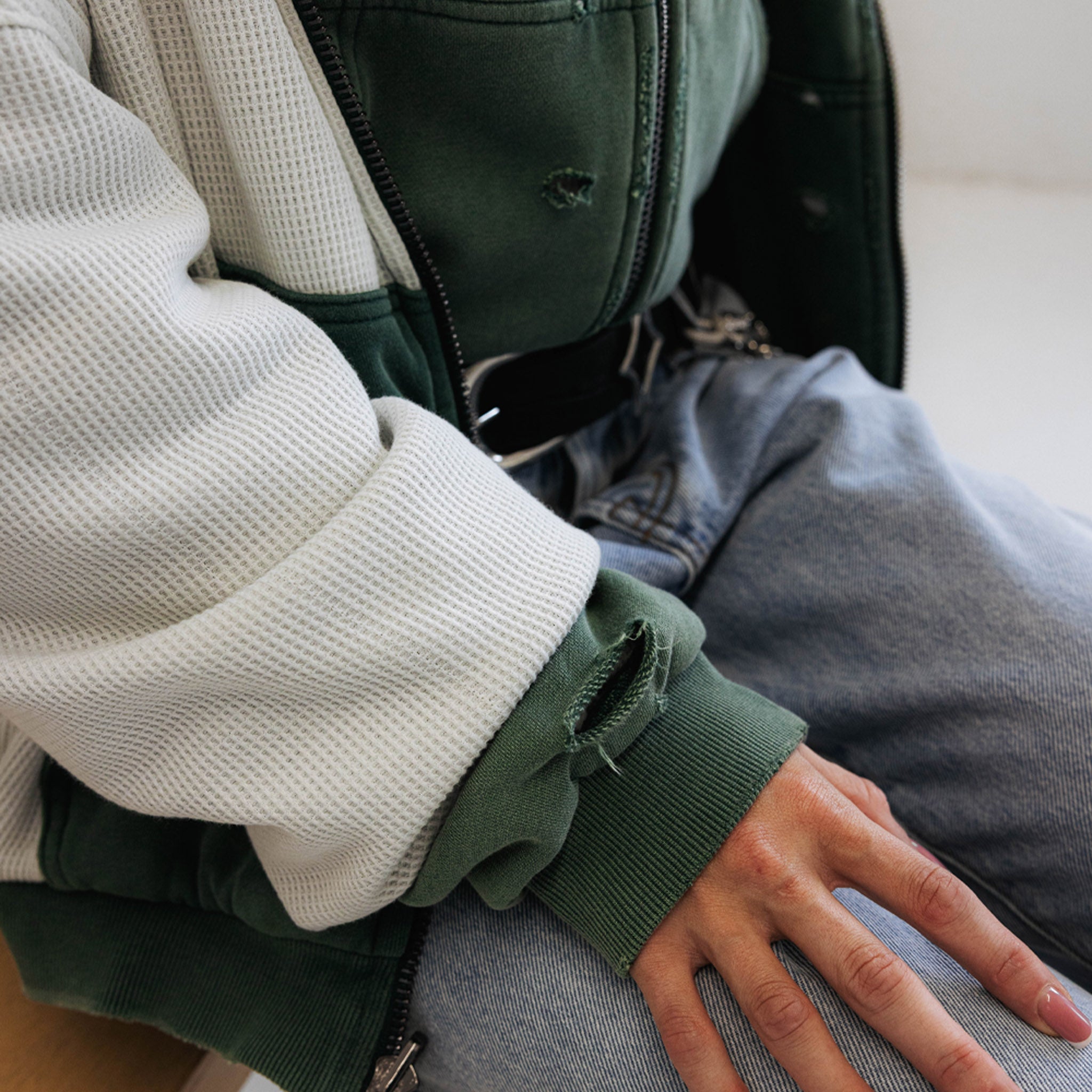 Commons Reversible Thermal Zip Up Faded Green/White Common Hype