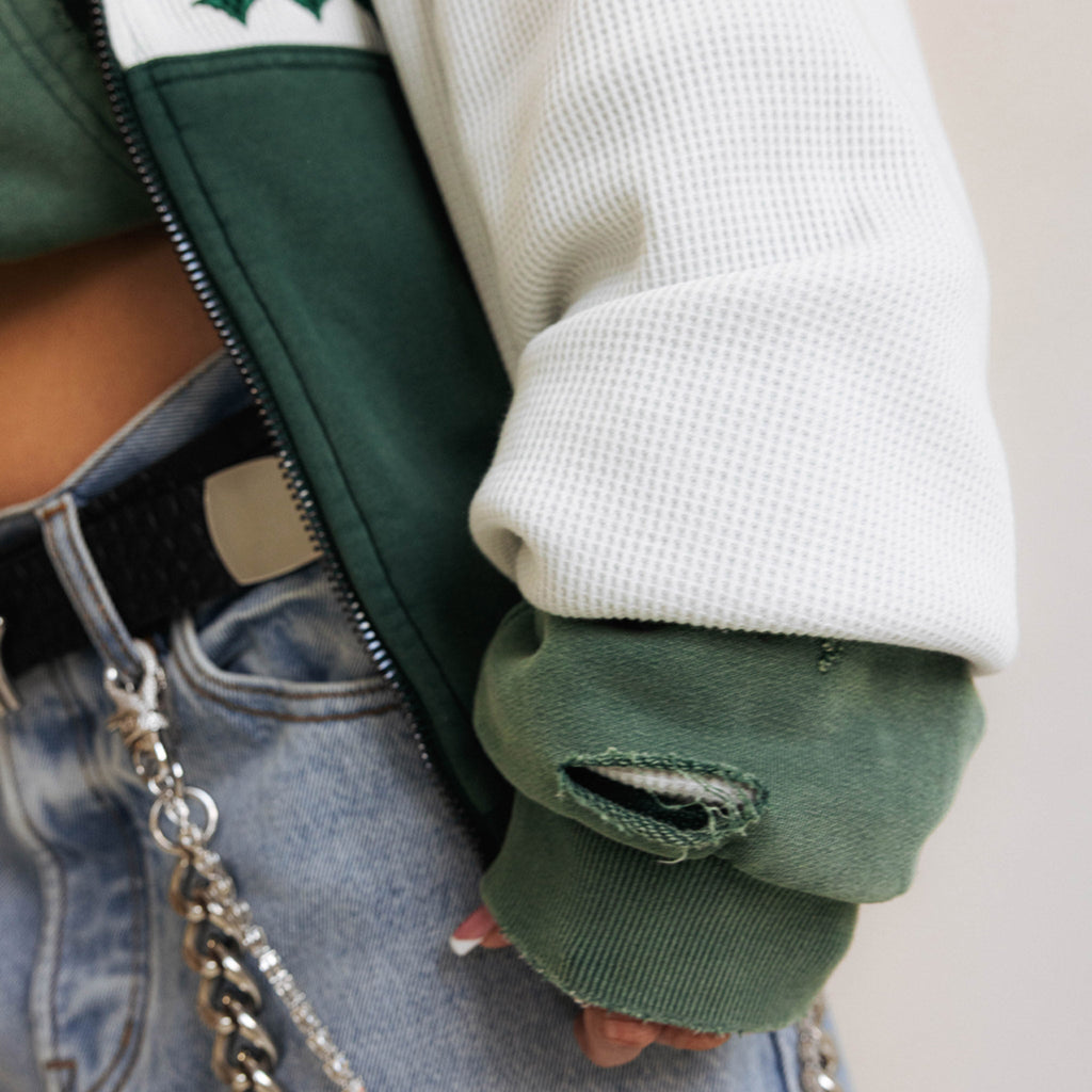Commons Reversible Thermal Zip Up Faded Green/White Common Hype