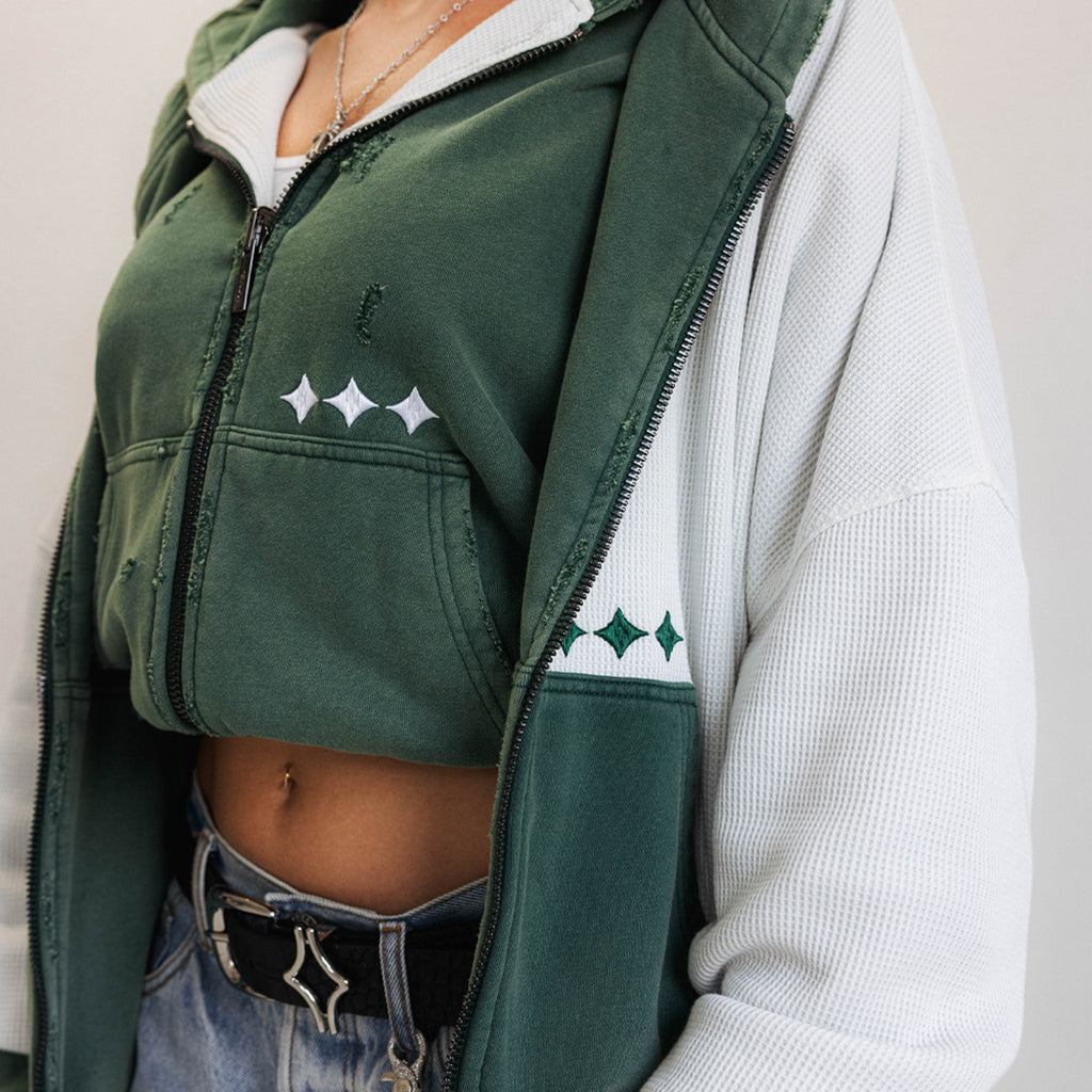 Commons Reversible Thermal Zip Up Faded Green/White Common Hype