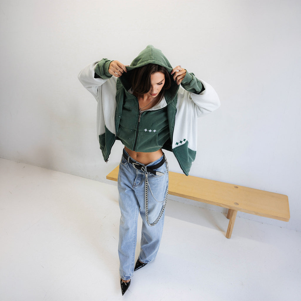 Commons Reversible Thermal Zip Up Faded Green/White Common Hype