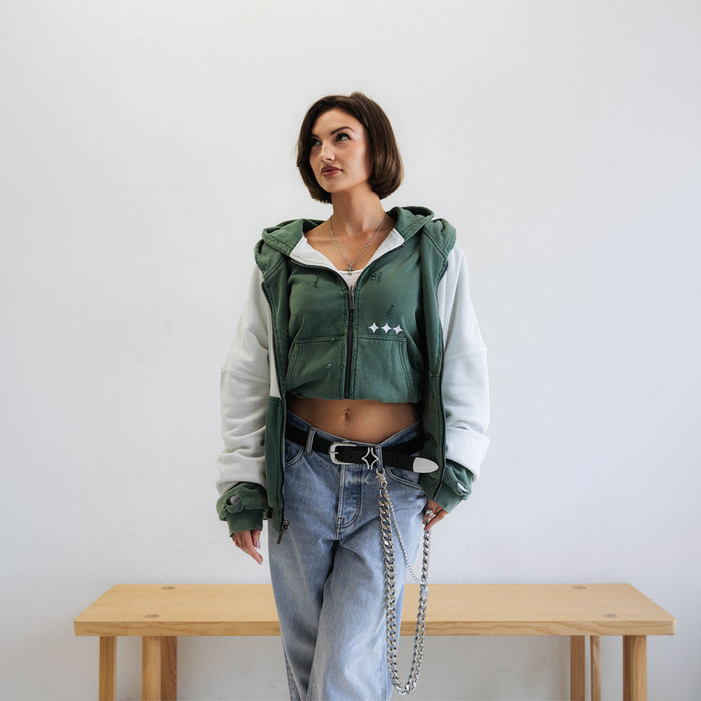 Commons Reversible Thermal Zip Up Faded Green/White Common Hype