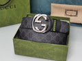 GUCCI Embellished coated-canvas and leather belt Banlieue91