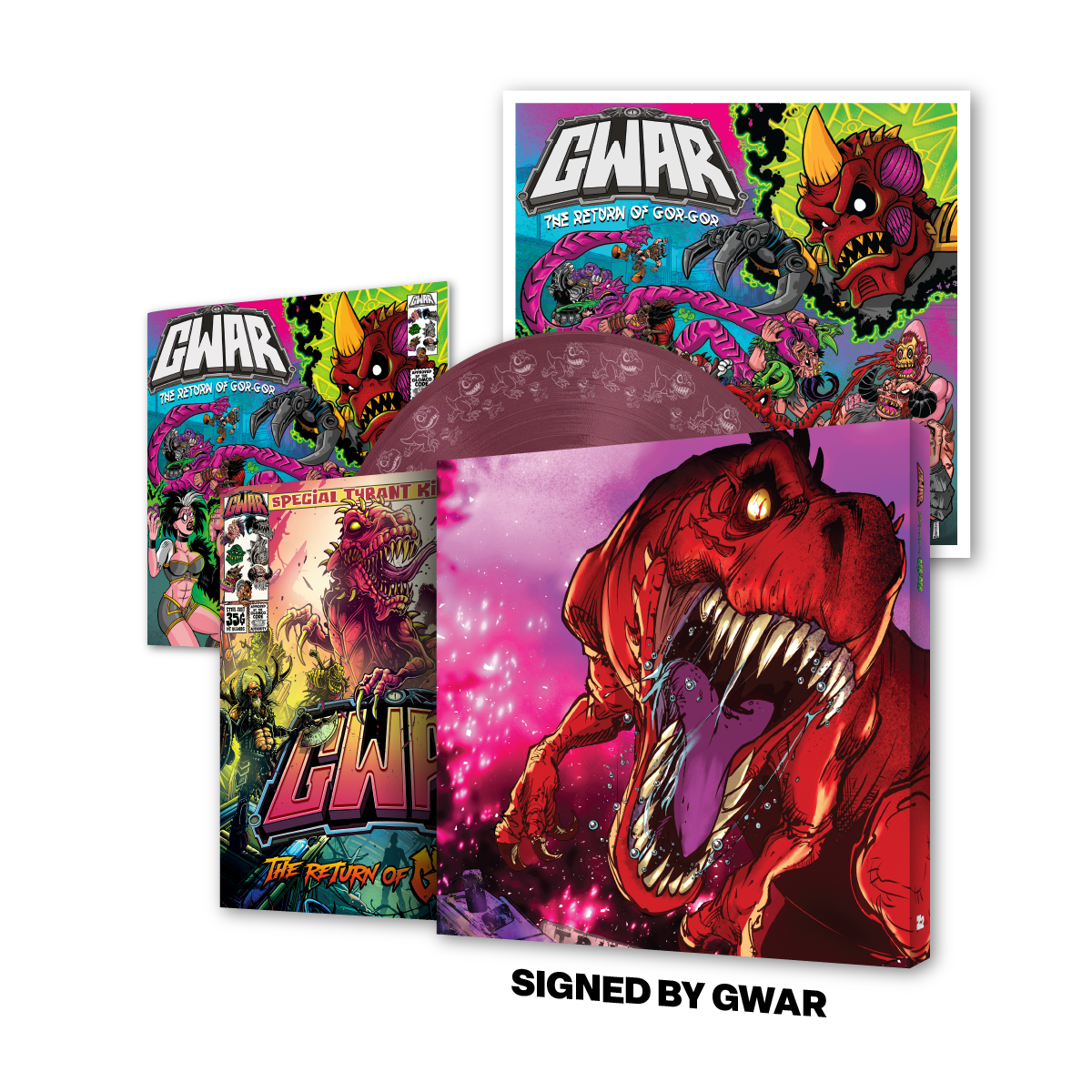 GWAR: 'The Return of Gor Gor' Signed Platinum Edition Comic Book + Vinyl LP (Limited Edition Fruit Punch) Z2 Comics