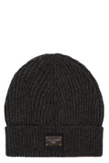 DOLCE & GABBANA Ribbed Knit Beanie with Front Logo Patch